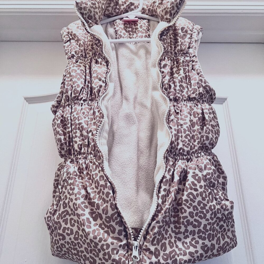 Beverly Hills Princess Girls Cheetah Print Puffy Vest-Size 7-8-Pockets-Tan/Cream - Picture 7 of 16